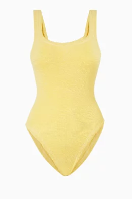 Buy Hunza G Yellow Square Neck One-Piece Swimsuit for Women Online