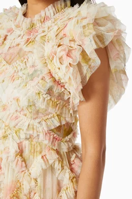 Buy Needle Thread Neutral Genevieve Rose Ruffle Tulle Gown for