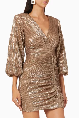 Buy Lavish Alice Gold Ruby Holley Pleated Sequin Dress for Women Online |  Ounass Kuwait