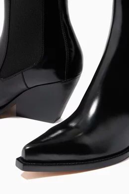 Buy Bottega Veneta Black BV Lean Boots in Brushed Calfskin for