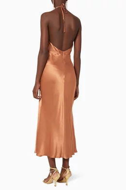teal satin halter maxi dress Lauryn Halter Neck Maxi Dress main image 1