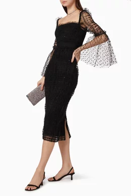Buy Self-Portrait Black Dot Mesh Dress for Women Online | Ounass Kuwait