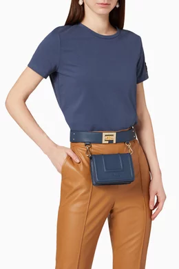 Buy Elisabetta Franchi Blue Detachable Belt Bag in Faux Leather
