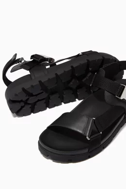 Buy Prada Black Nomad Sandals in Leather Nylon for Men Online