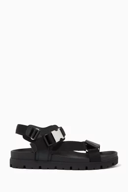 Buy Prada Black Nomad Sandals in Leather Nylon for Men Online