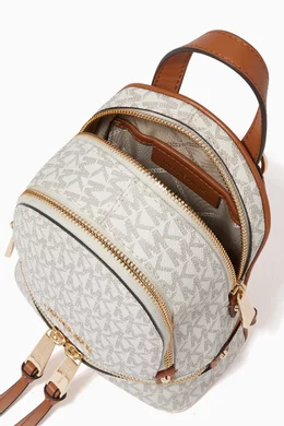 Buy Michael Kors White Rhea Mini Convertible Backpack in Canvas