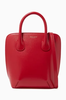 Buy Giorgio Armani Red La Prima Handbag in Palmelatto Leather for