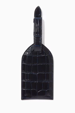 Buy Smythson Blue Mara Luggage Tag in Crocodile-Embossed Leather