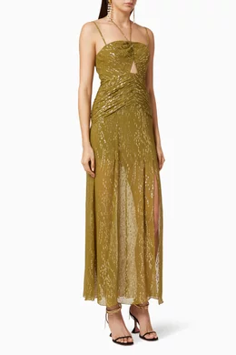 Buy Shona Joy Green Laura Silk Ruched Dress for Women Online | Ounass Kuwait