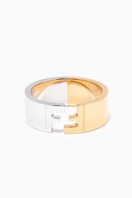 Buy Fendi Gold Engraved FF Ring in Metal for Men Online Ounass Kuwait
