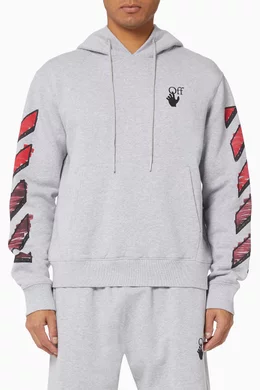 Buy Off-White Grey Marker Arrows Slim Cotton Hoodie for Men Online