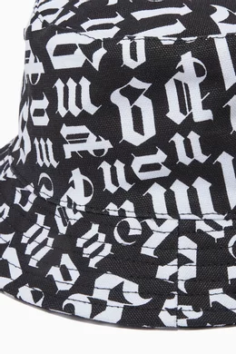 Palm Angels Black and White Monogram Bucket Hat Buy Palm Angels Monogram Bucket Hat  main image 4
