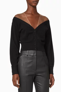 Buy Alexander Wang Black Fitted Cropped Cardigan for Women Online