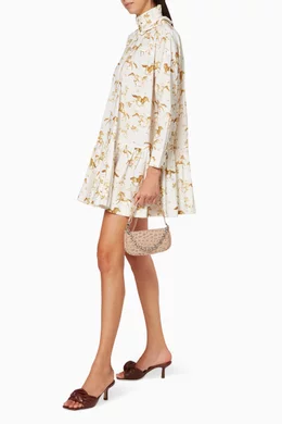 Horse Print Ganni Printed Poplin Mini Dress Ganni Printed Poplin