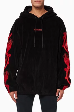 Buy Les Benjamins Black Logo Velvet Hoodie for Men Online Ounass Kuwait