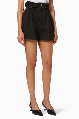 Paperbag Shorts Black Buy Miu Miu Black Paperbag Denim Drill Shorts For  Women Online