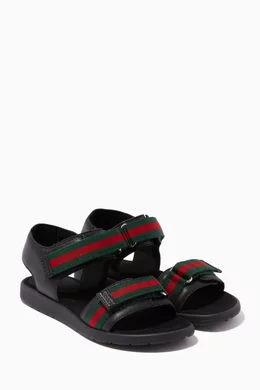 Buy Gucci Black Web Sandals in Leather for Boys Online Ounass Kuwait