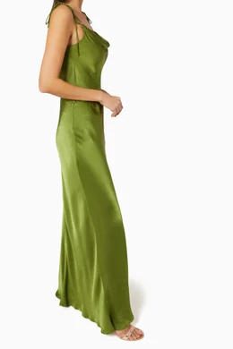 Buy Ghost Green Averi Viscose Satin Dress for Women Online Ounass Kuwait
