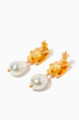 Buy VALÉRE Gold Chloe Pearl Earrings in 24kt Gold Plating for