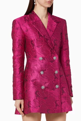open lace back dress JUDE SHAWL LAPEL LONG SLEEVE FRONT PLEAT BUTTON DETAIL SATIN BLAZER MINI  DRESS