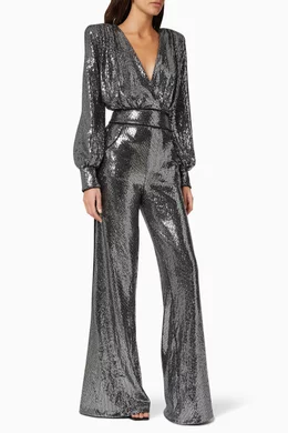 Metallic Jumpsuit Silver Long Sleeve Jumpsuit Buy Zhivago Silver