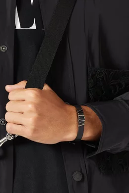 Buy Valentino Garavani Black Valentino Garavani VLTN Bracelet in Leather for Men Online Ounass Kuwait