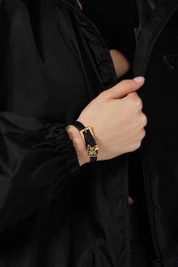 【関税&送料込】Prada Saffiano Leather Bracelet With Logo Ch Black Saffiano leather bracelet | PRADA
