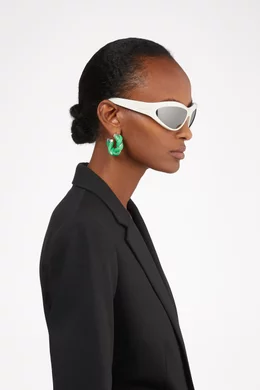 Buy Bottega Veneta White Wraparound Sunglasses for Women Online