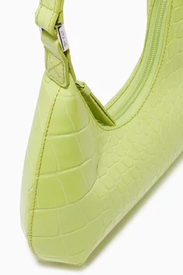 Buy BY FAR Green Baby Amber Bag in Croco Embossed Leather  By far baby amber matcha croco embossed leather main image 2