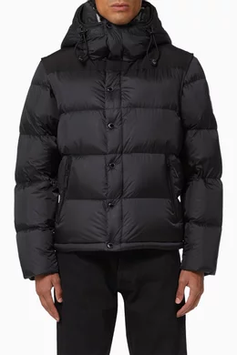Buy Burberry Black Detachable Sleeve Hooded Puffer Jacket for Men