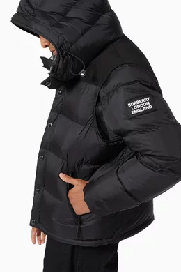 Buy Burberry Black Detachable Sleeve Hooded Puffer Jacket for Men