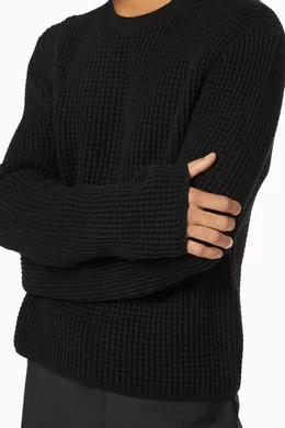 Buy Bottega Veneta Black Cashmere Cotton Waffle Knit Sweater