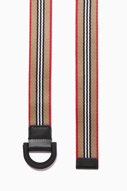 Buy Burberry Neutral D-ring Belt in Icon Stripe Cotton for Boys