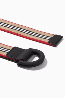 Buy Burberry Neutral D-ring Belt in Icon Stripe Cotton for Boys