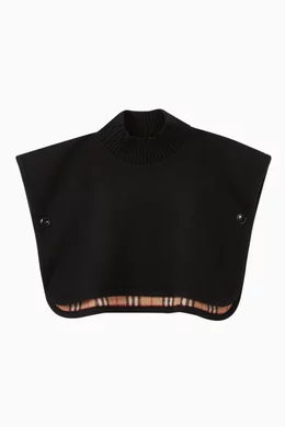 Buy Burberry Black Reversible Vintage Check Merino Wool Poncho for