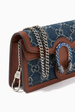 Buy Gucci Blue Super Mini Dionysus Bag in GG Jacquard Denim for