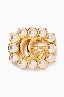 Buy Gucci Gold GG Marmont Pearl Brooch for Women Online Ounass Kuwait