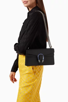 Buy Gucci Black Small Dionysus Shoulder Bag in Leather for Women