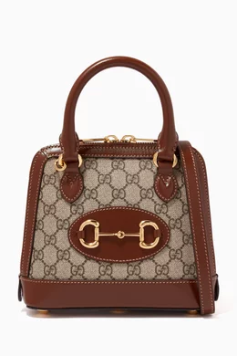Buy Gucci Brown Mini Horsebit 1955 Top Handle Bag in GG Supreme