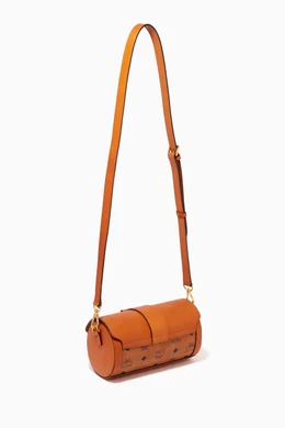 Buy MCM Brown Small Tracy Cylinder Crossbody Bag in Visetos for Women Online Ounass Kuwait