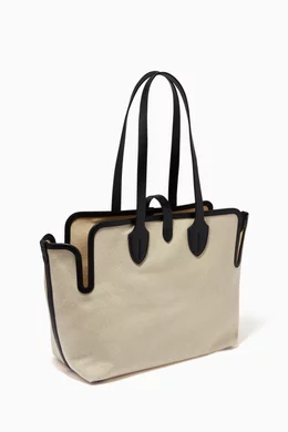 Buy Burberry Black Horseferry Tote Bag in Cotton Canvas and