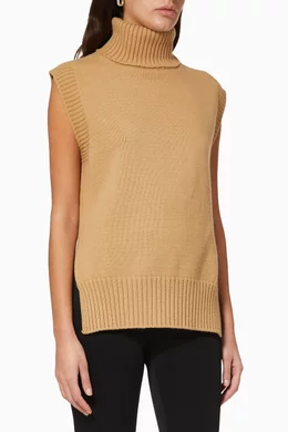 Buy The Frankie Shop Neutral Roll Neck Knit Vest for Women Online