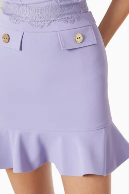 スカート ELISABETTA FRANCHI Women Skirts TUT4551E2DK3 Purple Buy Elisabetta Franchi Purple Flounce Crêpe Mini Skirt for