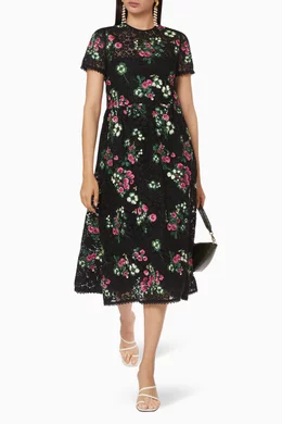 Buy RED Valentino Black Macrame Dress with Flower Embroidery for Women Online Ounass Kuwait