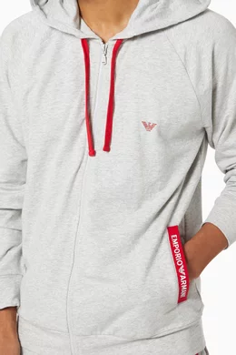 Buy Emporio Armani Grey Stretch Terry Hooded Sweatshirt for Men