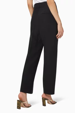 Buy Rito Black Acetate Cotton Straight Pants for Women Online 