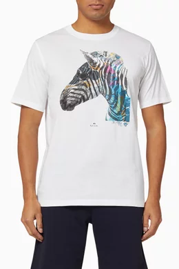 Buy PS Paul Smith White Graffiti Zebra Print Organic Cotton T