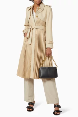 Buy SANDRO Neutral Vino Pleated Trench Coat for Women Online Ounass Kuwait