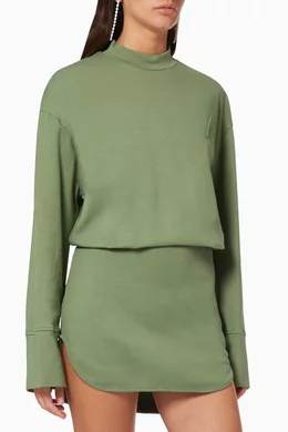 Buy The Attico Green Palmer Mini Dress in Cotton Jersey for Women