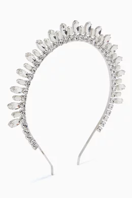 Alessandra Rich Silver Crystal-Embellished Headband Buy Alessandra Rich Silver Crystal and Pearl Headband For  main image 3